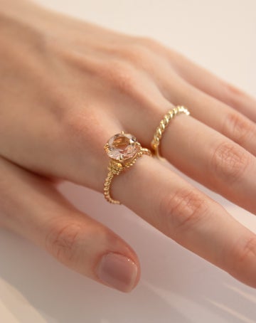 Peach Morganite Knots Ring Yellow Gold