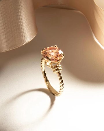 Peach Morganite Knots Ring Yellow Gold